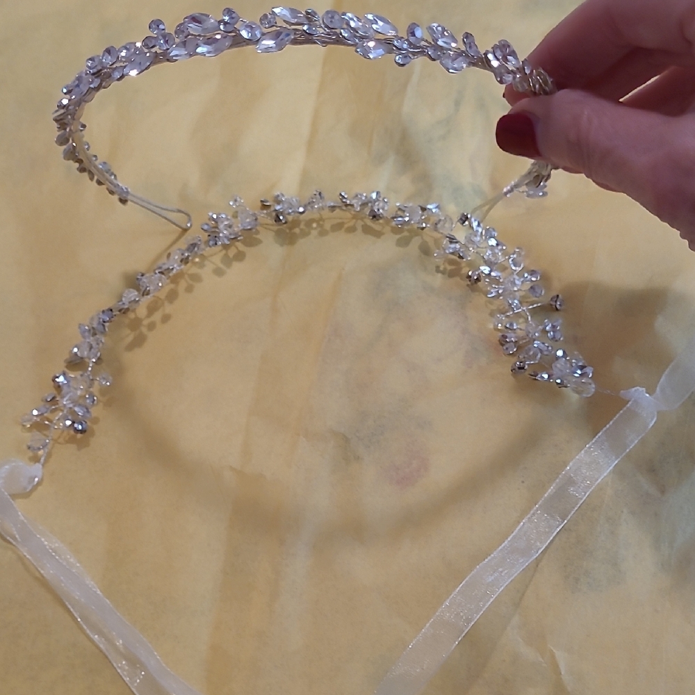 2 Elegant Silver Crystal Headbands